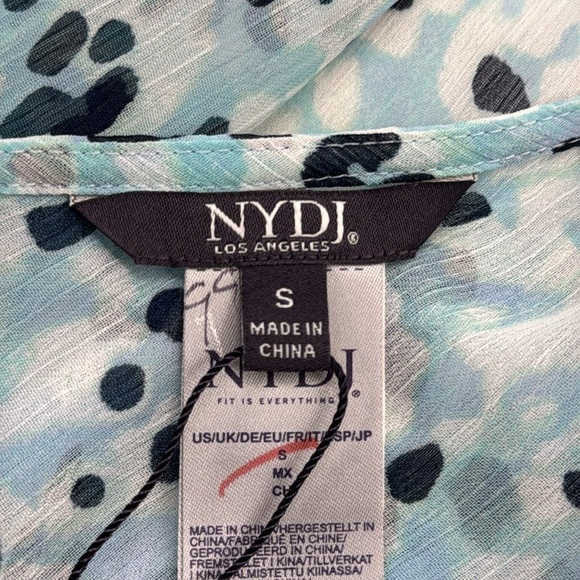 NYDJ NWOT Aqua Desert Cat Tranquility Chiffon Caftan Popover Top With Cami - Picture 7 of 10